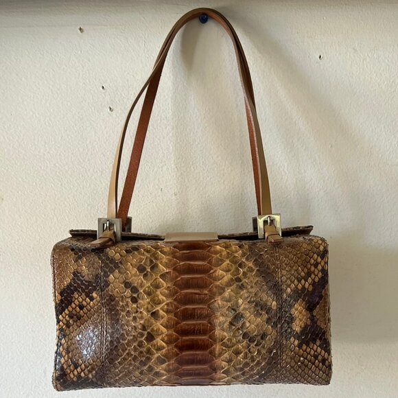 VINTAGE FENDI PYTHON BENTO BOX SMALL BAG RARE - Picture 6 of 10